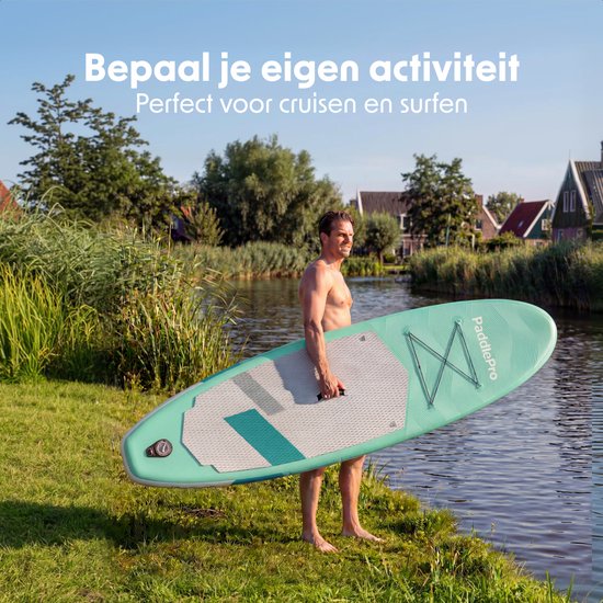 LifeGoods SUP Board All-round Compact - avec siège - capacité de charge de 100 KG - 300 x 76 cm - gonflable - ensemble complet de SUP - vert menthe