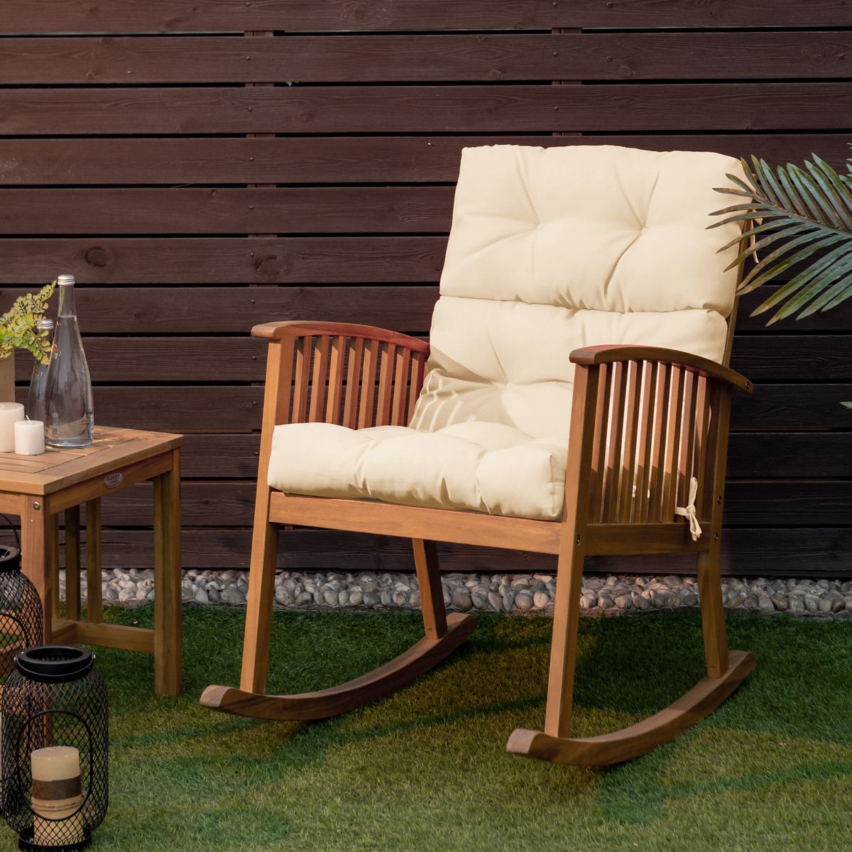 Coussin d'assise et de dossier Coast pour chaise de terrasse - Réglable sur 3 positions - Sangles antidérapantes en corde - Beige