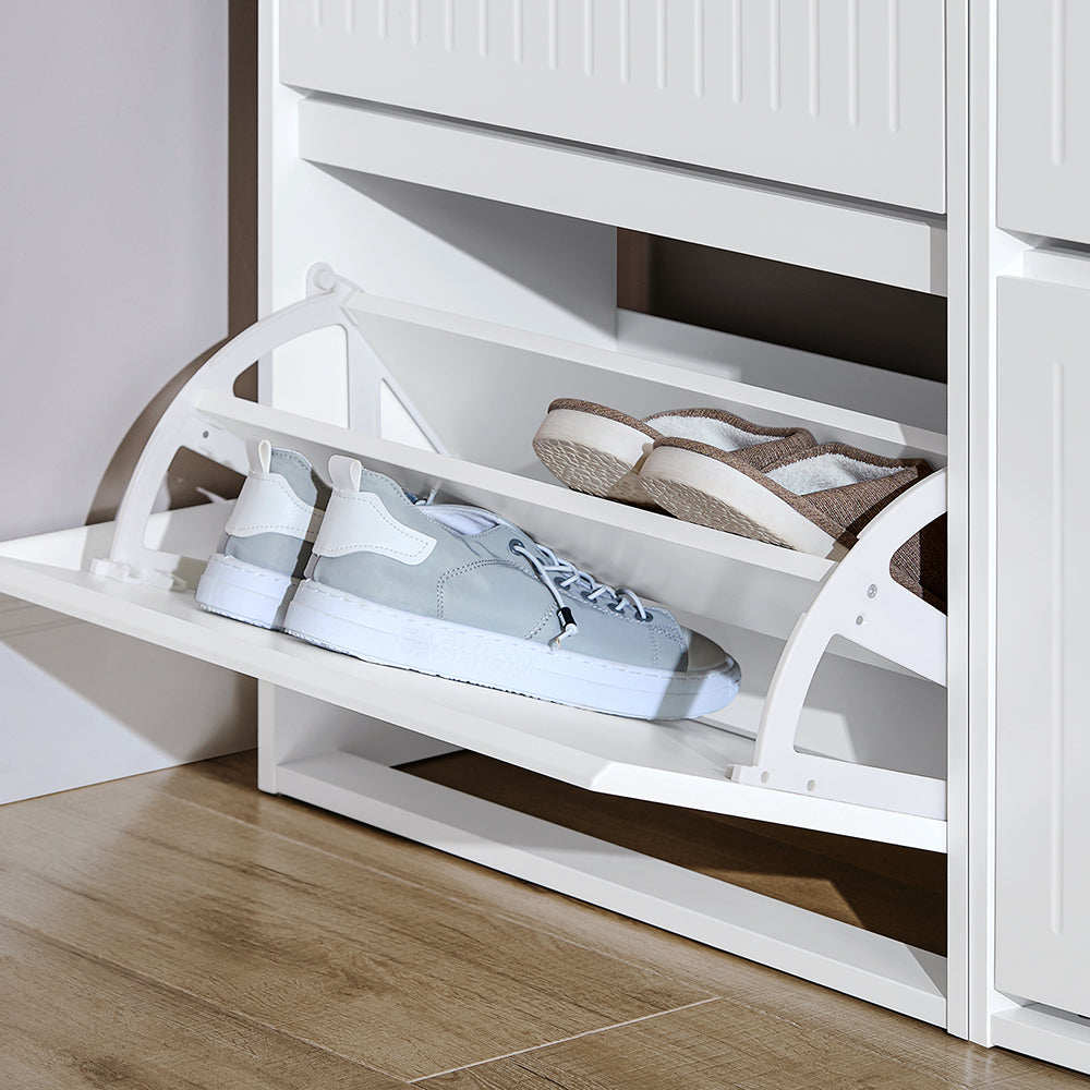 SoBuy Armoire à chaussures FSR165-K-W - 2 abattants - 26 x 61 x 81 cm - Blanc