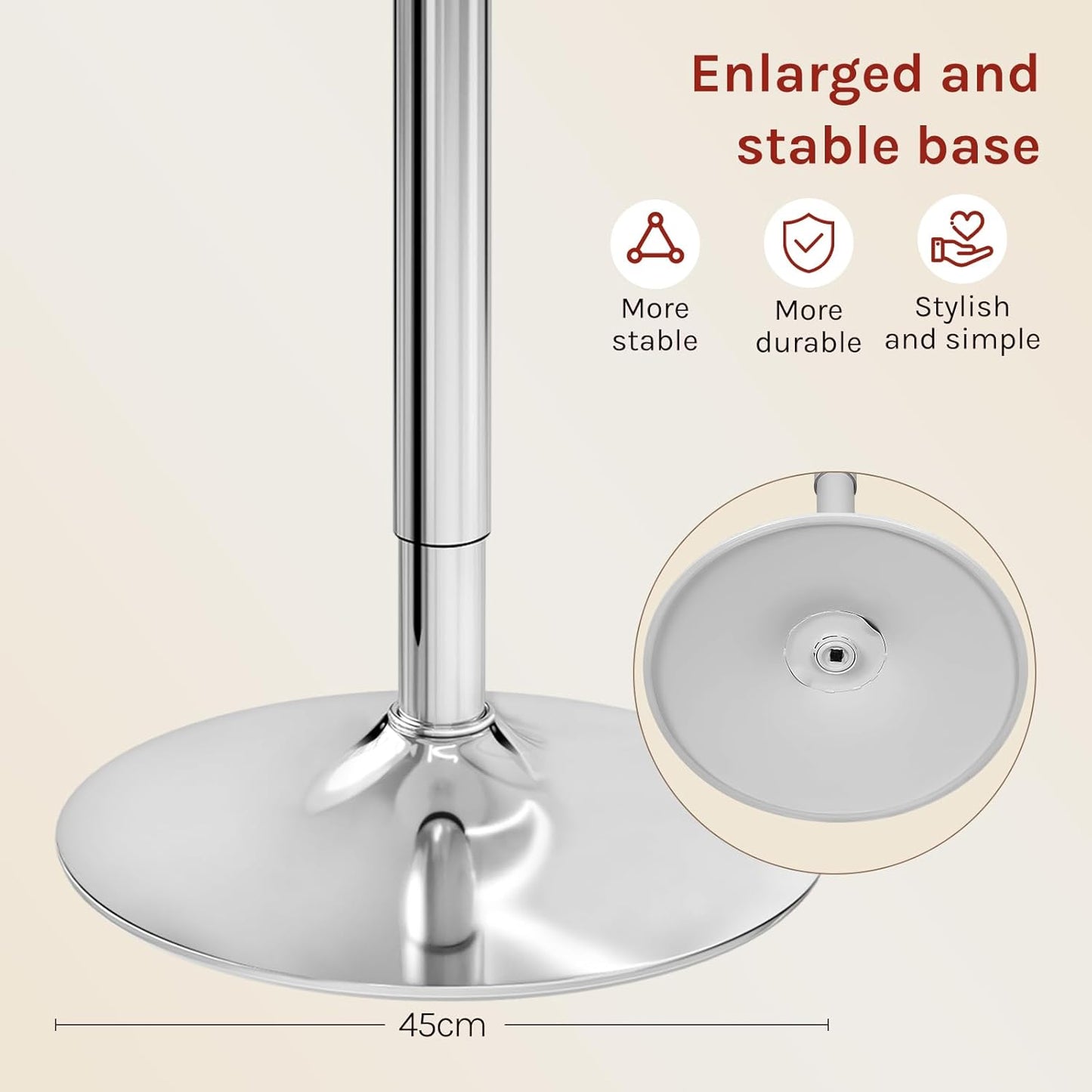 Table de bar réglable WOLTU - Ø 52 cm - Hauteur 70-91 cm - Pivotante - Pied chromé Ø 45 cm