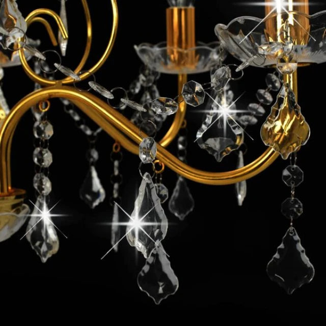 Lustre rond en cristal vidaXL, doré - 6 ampoules E14 - Ø 60 x H 44 cm