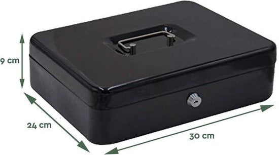 BRASQ Tirelire - Coffre à clés - Coffre à 5 compartiments Trieur de pièces - Acier - 30x24x9 cm Noir