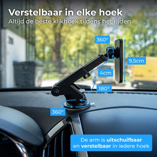 Supports de téléphone Nuvance pour voiture - Support de téléphone à ventouse - Compatible MagSafe - Câble USB-C inclus - Chargeur sans fil - Support de téléphone portable pour voiture