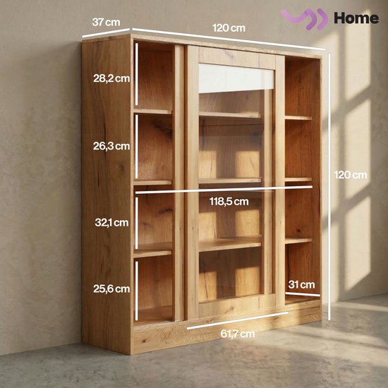 VDD Home - Vitrine en verre - Buffet - 120 x 120 x 37 - Bois
