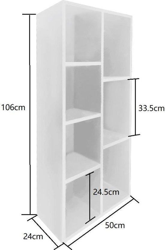 Bibliothèque Vakkie 7 étagères ouvertes - armoire murale - blanc