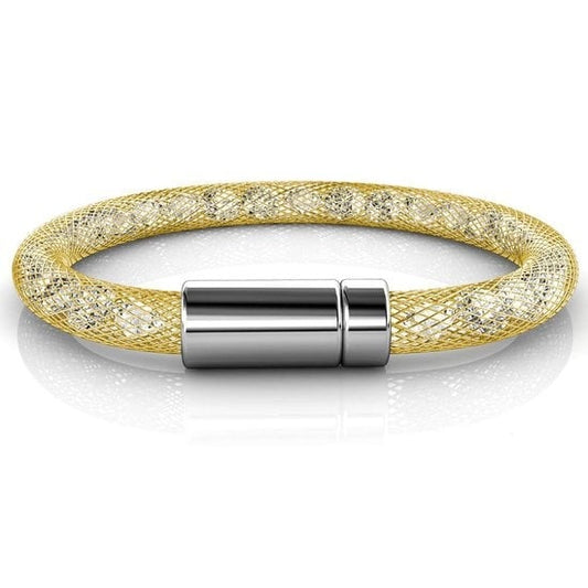 Yolora Ladies Mesh Bracelet - Kalpa Camaka Crystals - Couleur or - Bracelet femme or - Bijoux - Boîte cadeau de luxe - Boîte cadeau - Boîte cadeau exclusive - Belle boîte cadeau - Cadeau de fête des mères