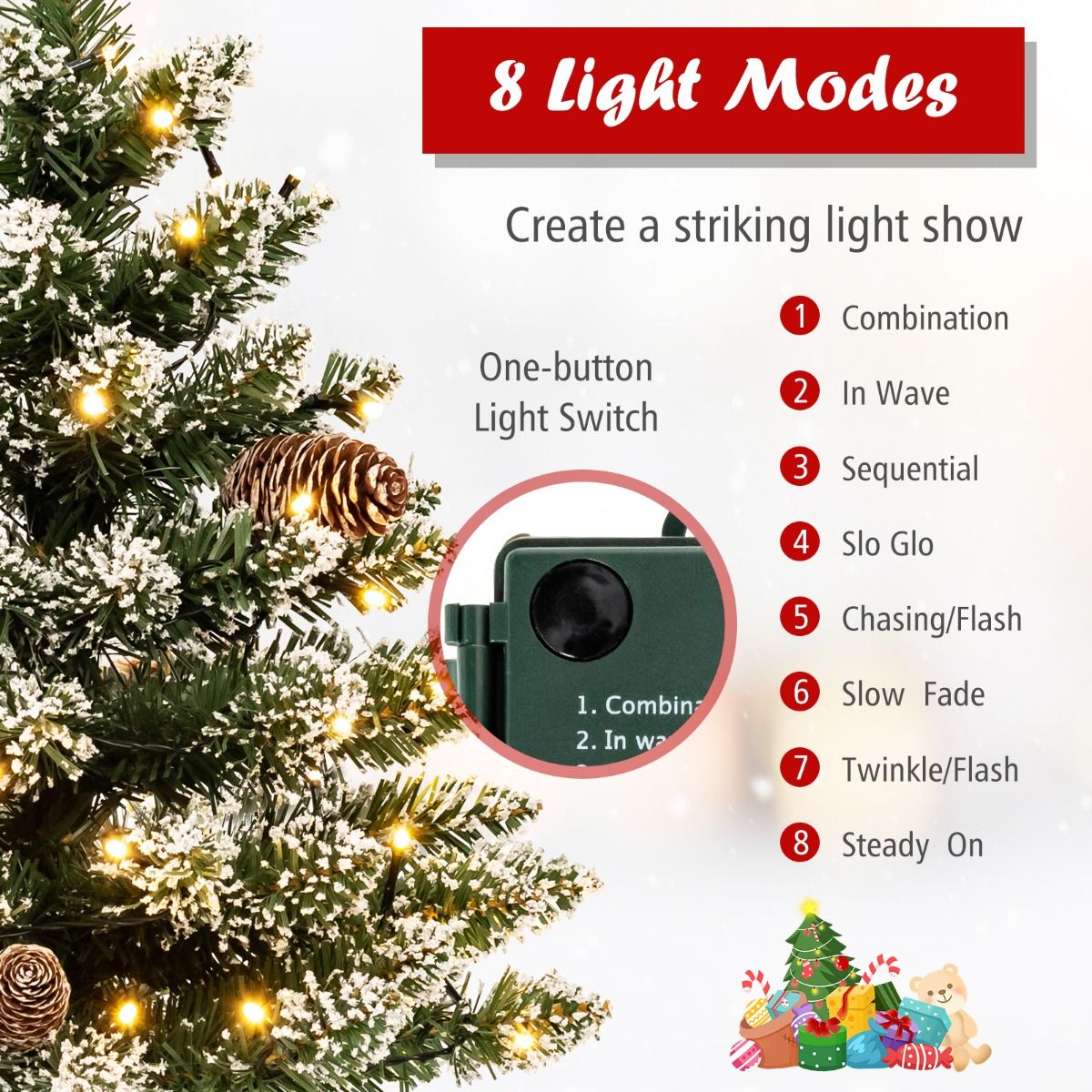 Coast Artificial Christmas Tree Table Top 64 cm Green - Mini sapin de Noël avec neige - 50 LED - 8 niveaux de lumière
