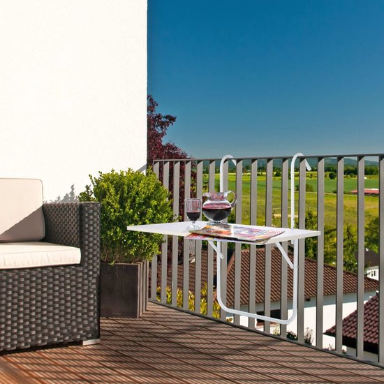 Table de balcon pliable HI 60 x 40 x 1,2 cm, blanche