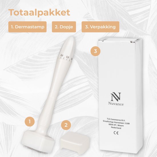 Nuvance - Dermastamp - Ajustable entre 0.1mm et 3mm - Derma Stamp - 140 aiguilles - Microneedling - Dermaroller - pour les soins de la peau, la pousse des cheveux et la pousse de la barbe