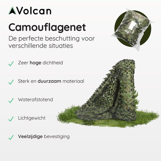 Filet de camouflage Volcan 300 x 400 - Toile d'ombrage - Camonet pour un effet de camouflage optimal - Vert