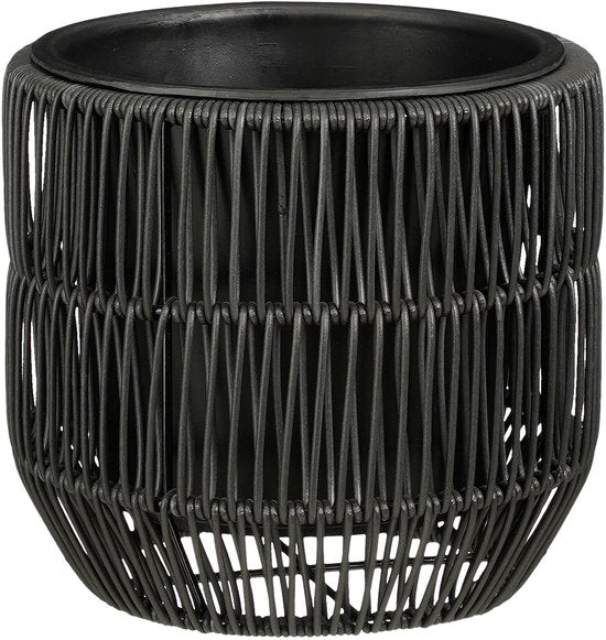 Mica Decorations Peta – Pot de fleurs d'extérieur – Lot de 3 – Pot pour fleurs et plantes d'extérieur – Pots de fleurs d'extérieur – Noir