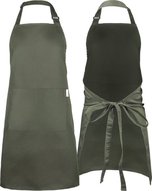 Tablier de cuisine - Résistant à l'eau et à la saleté - Tablier de cuisine professionnel - Tablier pour femmes et hommes - Tablier de traiteur - Unisexe - Boucle réglable - Compartiments extra-larges - Vert