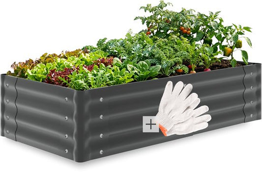 Jardinière surélevée tectake® - 120 x 60 x 30 cm - 200 L - Jardinières d'extérieur - Bac de culture - Bac potager - Acier galvanisé - Fond ouvert - Jardin d'herbes aromatiques - Bac de jardin - Ergonomique