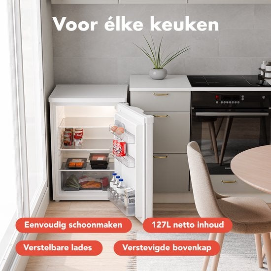 KitchenBrothers Réfrigérateur - 127L - Blanc