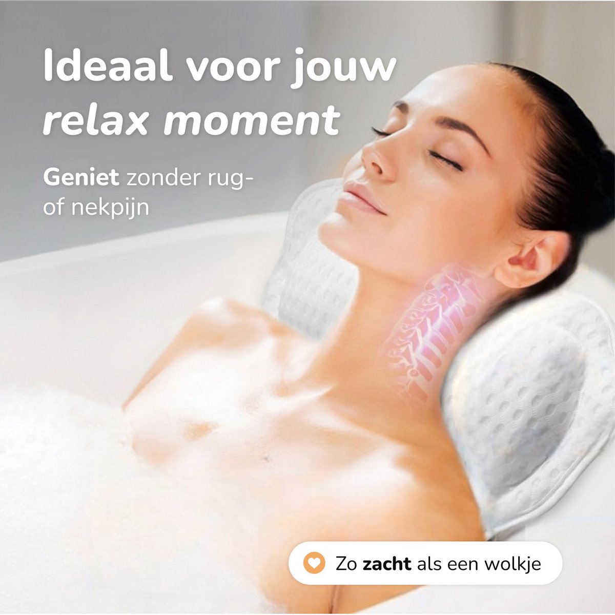 Coussin de bain 17x17 cm - Blanc - Coussin ergonomique et confortable pour la nuque et la tête - Alyze