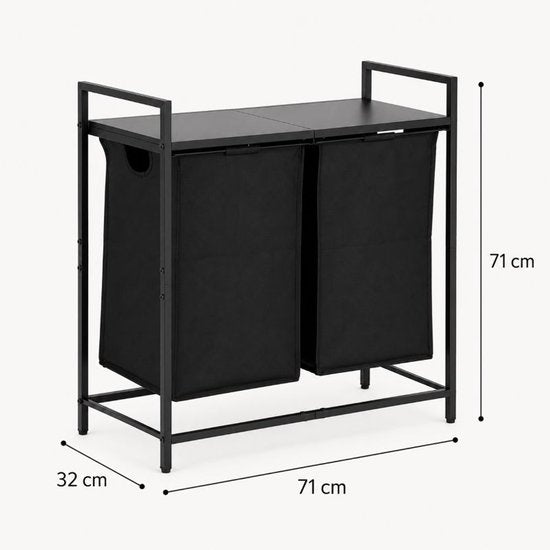 Panier à linge double Ceruzo – Extensible – Tri du linge – Noir