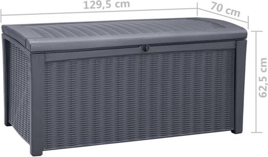 Keter Borneo Coffre de rangement - 416L - 129,5x70x62,5cm - Graphite