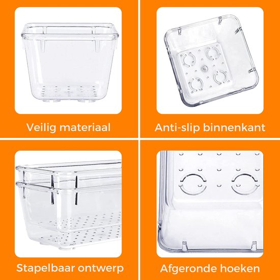 Posity Organisateur de tiroirs - 16 pièces - Plateaux d'organisation - Plateaux de tiroirs - Plateaux de stockage - Organisateur de maquillage - Pour la cuisine, la salle de bain et le bureau - Plastique - Transparent