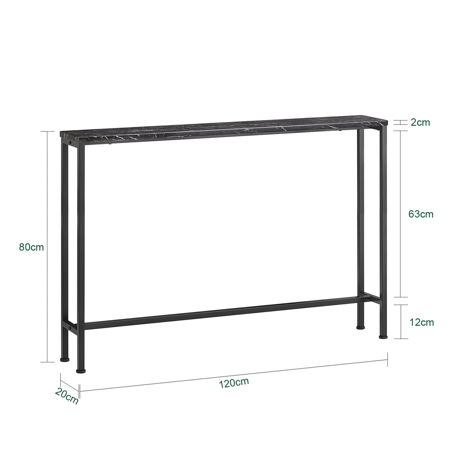 SoBuy FSB19-XL-SCH Table console noire avec plateau en MDF et structure en fer - 120 x 20 x 80 cm