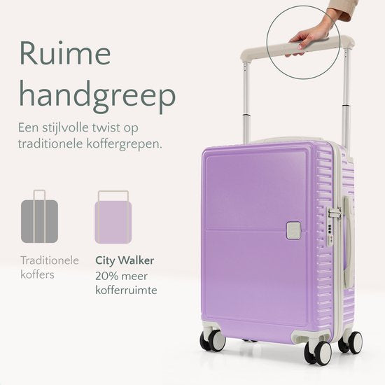 Skycases City Walker - Grande valise de voyage 94L - Légère et résistante - Roues pivotantes à 360° - Verrouillage TSA original - Housse de protection et pochette humide incluses - 76 x 52 x 29 cm - Violet