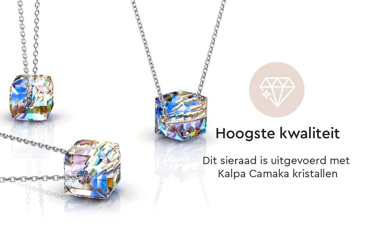 Yolora Collier pour femme avec pendentif en cristal Kalpa Camaka - Couleur argent - Plaqué or blanc 18K - Emballé - Cadeau de fête des mères