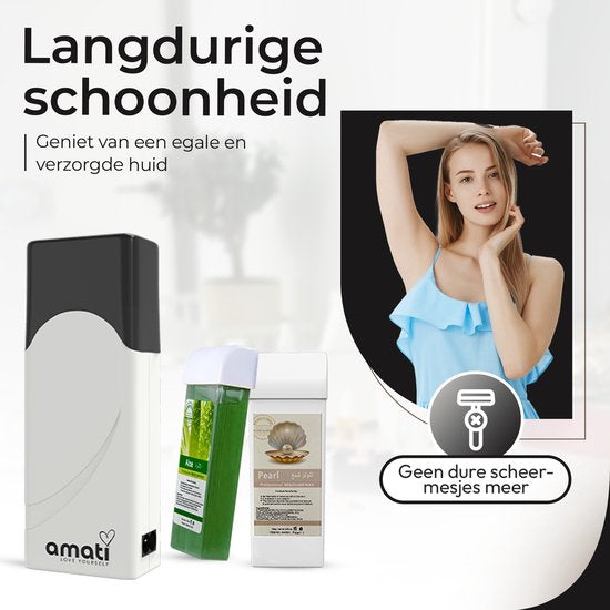 Rouleau de cire Amati avec deux recharges - Blanc