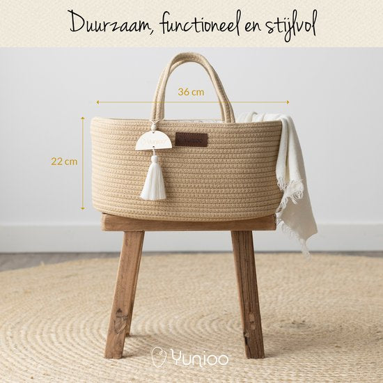 Yunioo Sac à couches et panier à langer │ Panier à couches pour accessoires de chambre de bébé │ Organisateur de couches │ Panier de rangement pour chambre de bébé │ Cadeau de maternité douche de bébé │Corbeille à jouets │ Crème