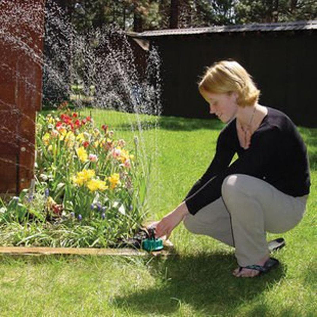 Arroseur multifonctionnel de jardin PREMIUM - eau - noir/vert