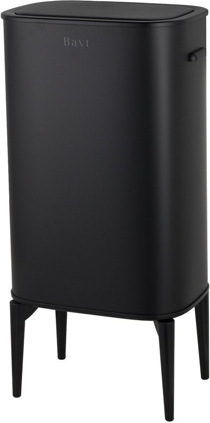 Bayt Poubelle sur pieds - Poubelle 60 litres - Poubelle - Corbeille - Acier inoxydable - Noir - 53L