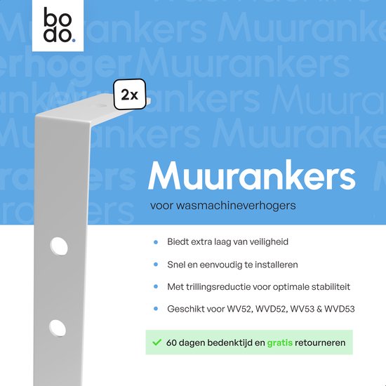 Bodo® Set d'ancrage mural blanc - Pour le dispositif de levage de lave-linge Bodo