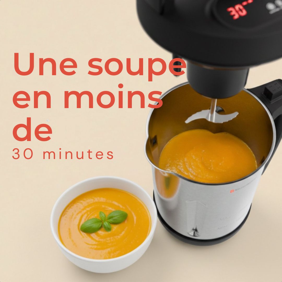 Machine à soupe KitchenBrothers- 2L - 5 programmes - affichage de la minuterie - mixeur - acier inoxydable/noir