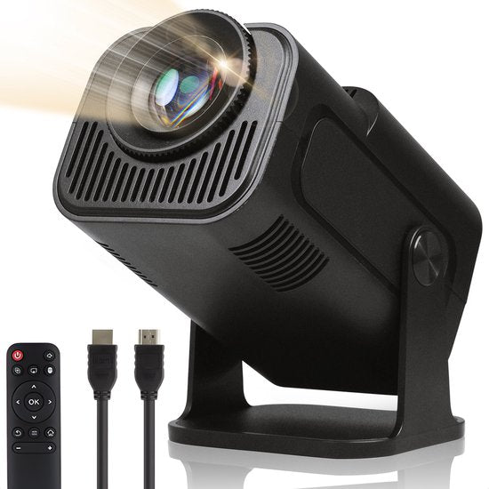 Lumina® Pro Mini Beamer 2025 – Projecteur intelligent portable 4K avec Wi-Fi 6 et Bluetooth 5.2 – Compatible avec iOS et Android – Idéal pour le home cinéma – Noir