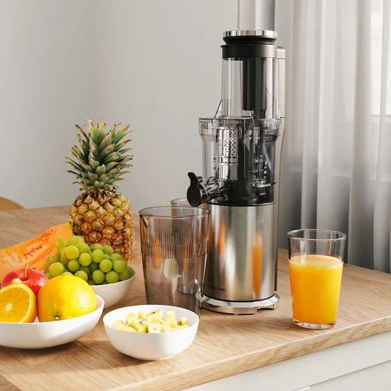 KitchenBrothers Extracteur de jus  - Vertical - Presse-agrumes - Presse-légumes et fruits - 80 mm - 750 ml - Gris