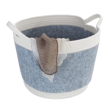 Panier de rangement WENKO Bea Noir - Ø 35 x 26 cm - Coton/polyester