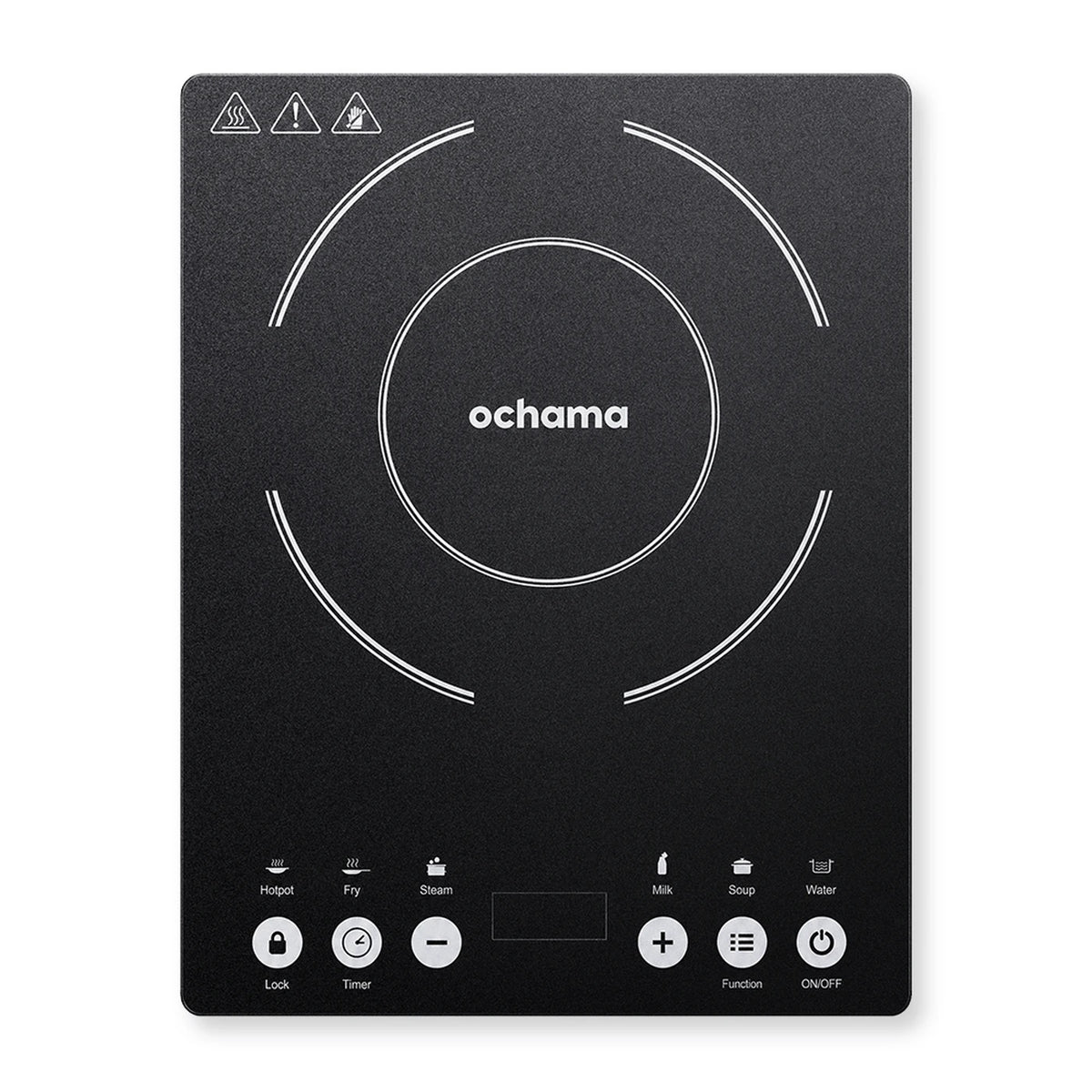 Plaque à induction Ochama CL-2302 - 2 000 W - 1 zone de cuisson - 10 niveaux de puissance et 6 fonctions de cuisson - Commande tactile - Sécurité enfants