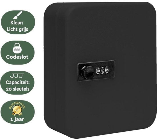 BRASQ Coffre à clés 20 clés avec serrure à combinaison - Coffre à clés KC300 Noir avec serrure à combinaison