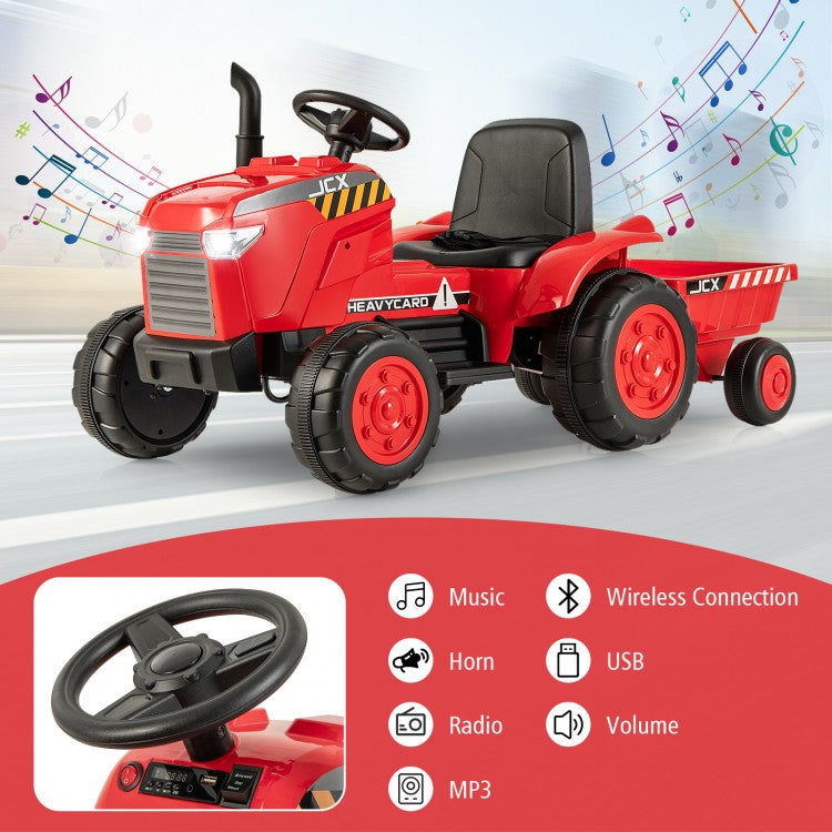 Coast Tractor - PP & Metal - 12V - 3.5 Km/h - 125 cm x 58 cm x 60 cm - Rouge