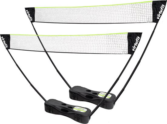 Kit de badminton et de tennis portable 2-en-1 VirtuFit - Jaune - Valise et raquettes incluses - Filet réglable - Convient également pour le volley-ball et le football - Kit complet - Raquettes de badminton - Kit de badminton - Volants de badminton