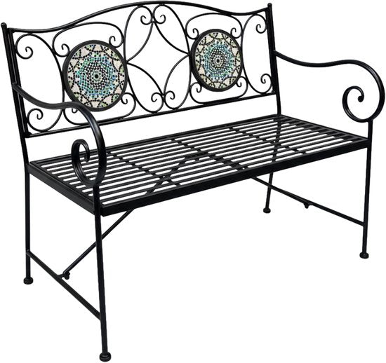 Banc de jardin AXI Margot Mosaïque multicolore – Banc de jardin en métal – 107 x 54 x 92 cm – Banc de jardin pour 2 personnes – Aspect mosaïque – Incrusté de carreaux de céramique – Pour le jardin, la terrasse et le balcon