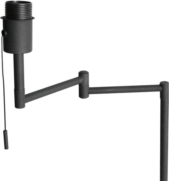 Lampadaire Bella 3407ZW - Noir avec bras pivotant, rabattable et interrupteur à tirette - Mexlite - Design intemporel alliant plastique, métal et composants électroniques, hauteur 135 cm, portée 45 cm