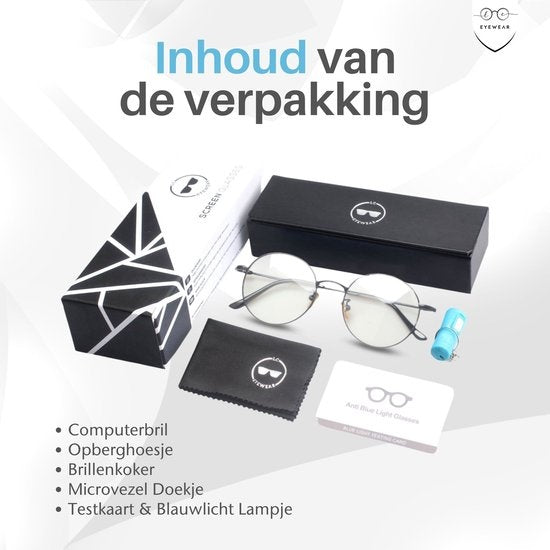 LC Eyewear Lunettes d'ordinateur - Lunettes à lumière bleue - Lunettes d'affichage - Métal - Unisexe - Noir