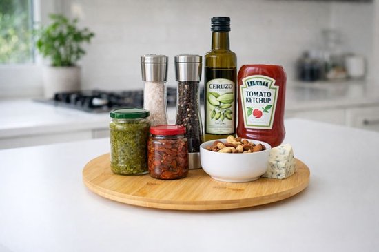 Ceruzo Lazy Susan - Plateau tournant - Ø 35cm - Plateau tournant - Planche de service-Bambou