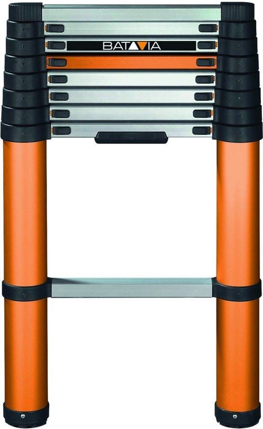 Batavia Echelle télescopique 2.63m - SoftClose & AntiSlip - Longueur étendue 263cm - Anti-slip - Soft-close breveté - Charge max 150kg - Hauteur de travail 363cm - Giraffe Air