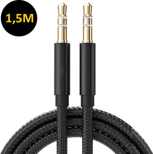 Câble auxiliaire ThunderGold - Câble audio 3,5 mm - Câble jack - Mâle-mâle - 1,5 mètre