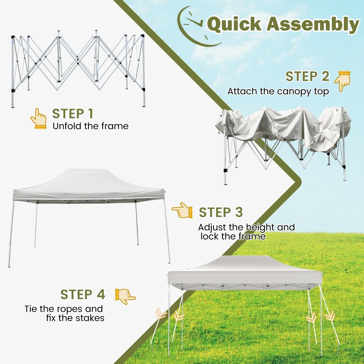 coast 300 x 445 cm tente de réception instantanée - beige - hauteur réglable, évacuation de l'eau, armature robuste