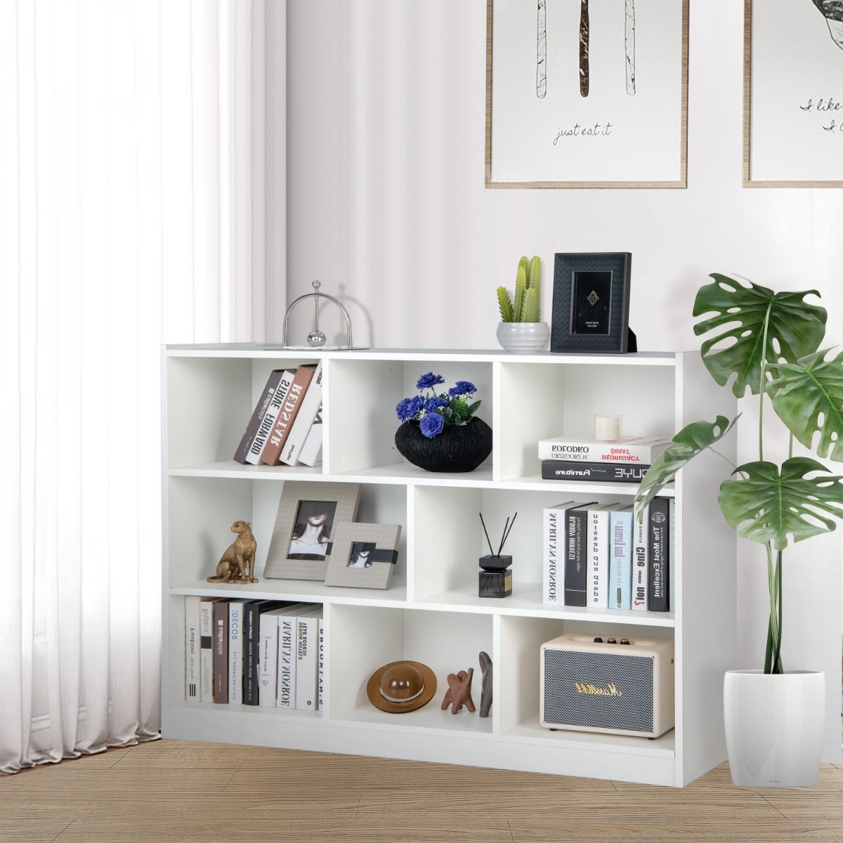 Bibliothèque pour enfants Coast - 3 niveaux - 8 étagères - blanche - 122 x 32 x 93 cm