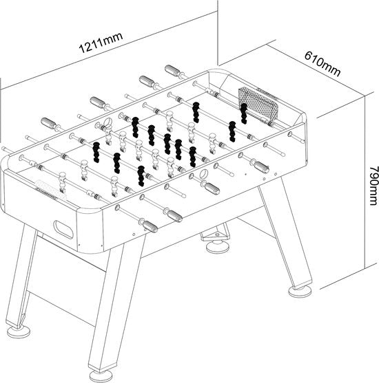 Table de baby-foot Cougar Striker – Marron foncé/Noir – Table de baby-foot haut de gamme avec pieds réglables, système de retour de balle et compteurs de points – Pour 2 à 4 joueurs