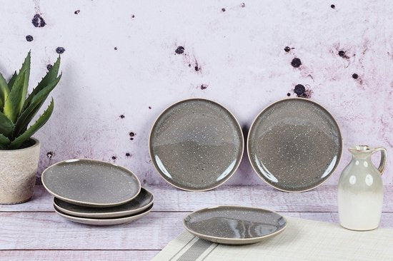 assiette STELLAR Ø18cm - 6 pièces - Gris béton