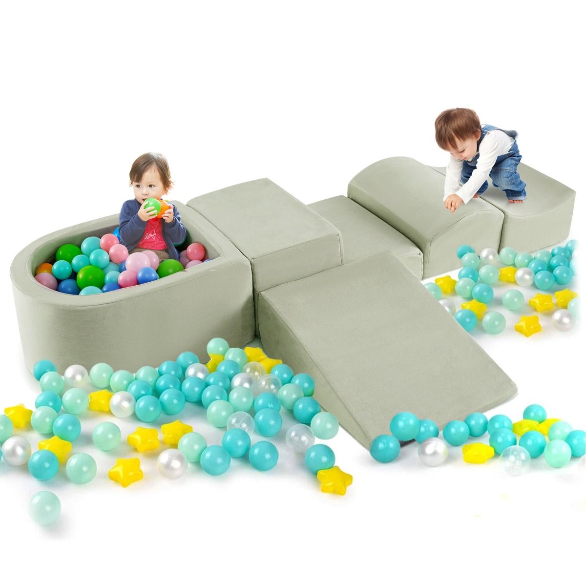 Ensemble d'escalade et de rampage Coast - 5 blocs de jeu souples avec bac à balles - vert