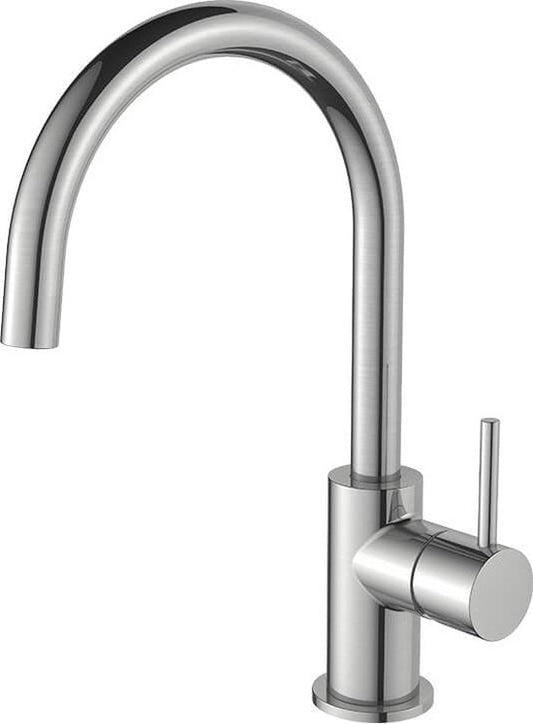 Mitigeur de cuisine Regn Luxe avec ColdStart – Économe en énergie et élégant – Bec haut (31,5 cm) – nickel brossé